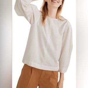 Madewell Crepe Puff Sleeve Blouse—Size Small